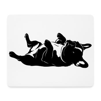 Liegender Hund auf dem Rücken - Mousepad (Querformat) - Weiß - Vorne