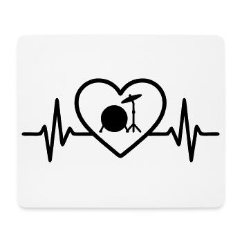 Herz Schlagzeug Bassdrum Becken - Mousepad (Querformat) - Weiß - Vorne