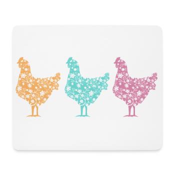Hühner Fans -  Hahn - Gockel - Blumenhuhn - Bio - Mousepad (Querformat) - Weiß - Vorne