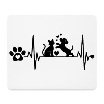 CŒUR DE PATTE DE CHAT ET DE CHIEN QUI BAT - Tapis de souris (format paysage) - blanc - Devant