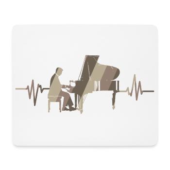 Pianist am Flügel mit Herzschlag - Mousepad (Querformat) - Weiß - Vorne