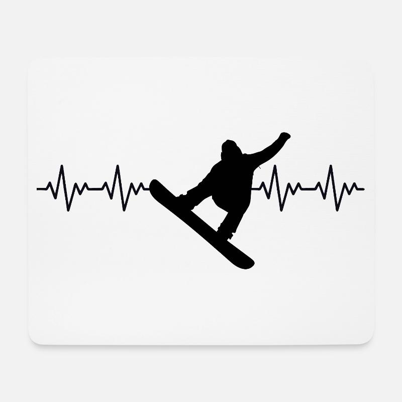 Snowboard Snowboarder ECG Heartbeat - Mouse Pad (horizontal) - white