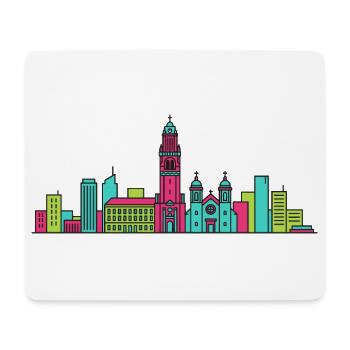 Charleroi City Skyline Glockentürm: Moderne Linienzeichnung - Mousepad (Querformat) - Weiß - Vorne