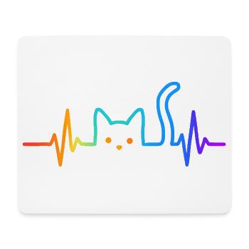 Katze Herzschlag Katzenliebhaber Geschenkidee - Mousepad (Querformat) - Weiß - Vorne