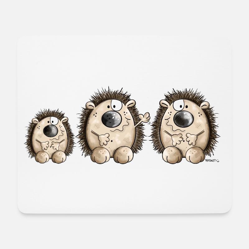 Igel Familie - Mousepad (Querformat) - Weiß