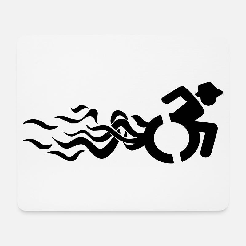 Rollstuhlfahrer mit Flammen # - Mousepad (Querformat) - Weiß