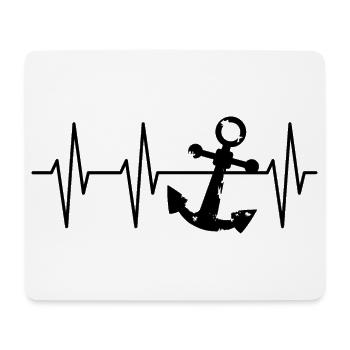 Anker puls ekg Symbol Herzschlag See Kapitän icon - Mousepad (Querformat) - Weiß - Vorne