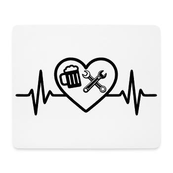 Heart Beer Car Mechanic Humor - Mouse Pad (horizontal) - white - Front