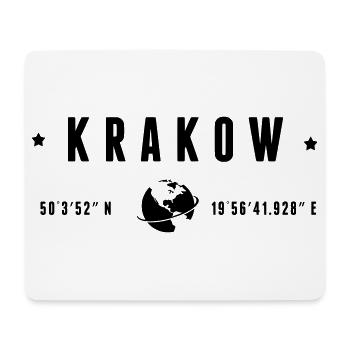 Krakow GPS Coordinates Globe Modern Typography - Mouse Pad (horizontal) - white - Front