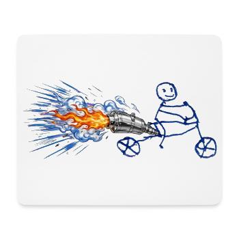 Funny Stickman Rocket Bike – Turbojet-Motor - Mousepad (Querformat) - Weiß - Vorne