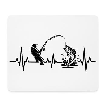 Angeln Herzschlag EKG Angler Silhouette - Mousepad (Querformat) - Weiß - Vorne