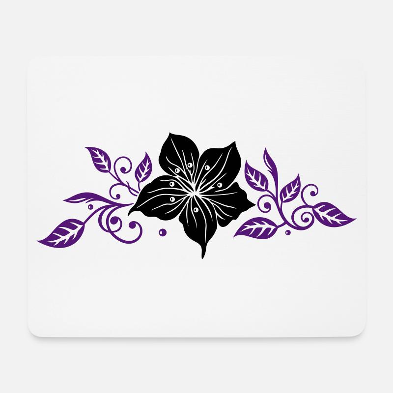 Schwarze Lilie mit violetten Ranken-Elementen - Mousepad (Querformat) - Weiß