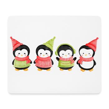 Lustige Pinguin-Weihnachten. Weihnachts-Pinguin - Mousepad (Querformat) - Weiß - Vorne