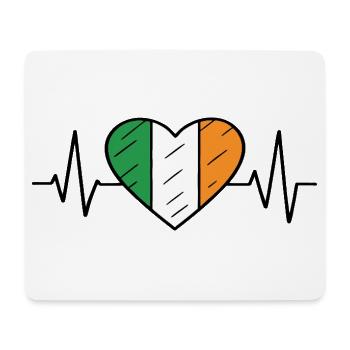 Irland Flagge Heartbeat Line Irish Pride Design - Mousepad (Querformat) - Weiß - Vorne