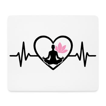 Yoga Herz Frau Silhouette Lotus Wellness - Mousepad (Querformat) - Weiß - Vorne