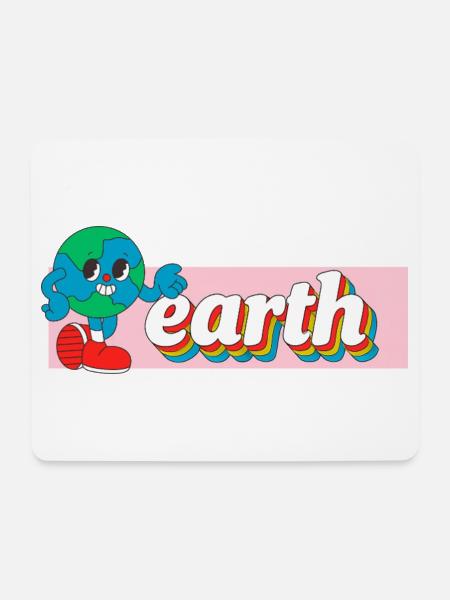 Earth Joy Retro Cartoon Tee Druck - Mousepad (Querformat) - Weiß