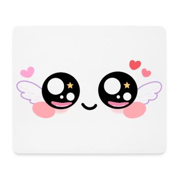 Amor Augen – Kawaii Engelaugen mit Flügeln und Stern - Mousepad (Querformat) - Weiß - Vorne