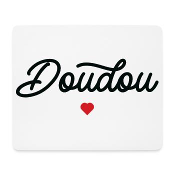 Doudou Coeur Script Noir - Tapis de souris (format paysage) - blanc - Devant