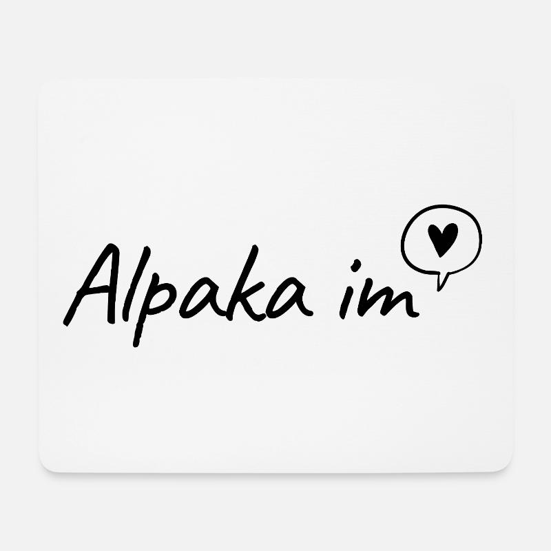 Alpaka im Herzen - Mousepad (Querformat) - Weiß