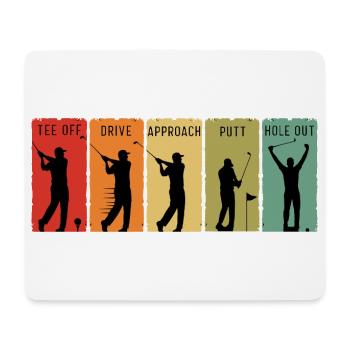 Retro Golf Steps Abschlag Drive, Putt Loch Out - Mousepad (Querformat) - Weiß - Vorne