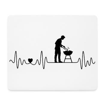 Grillen Herzschlag für BBQ Grillteufel Grillsaison - Mousepad (Querformat) - Weiß - Vorne