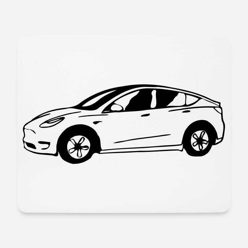 Model Y schematisch gezeichnet - Mousepad (Querformat) - Weiß
