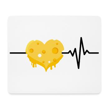 Cheese is my life, heartbeat, cheese lover - Mouse Pad (horizontal) - white - Front