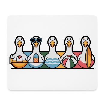 Reihe von Sommergänsen - Mousepad (Querformat) - Weiß - Vorne