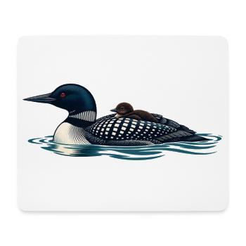 Gemeiner Lote trägt ein Küken auf ruhigem Wasser - Mousepad (Querformat) - Weiß - Vorne