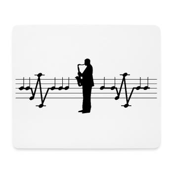 Saxophon - EKG Herzschlag Saxophonist Musiknoten - Mousepad (Querformat) - Weiß - Vorne