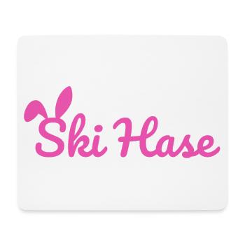 Ski Rabbit Ski Party Snow Winter Slope pink - Mouse Pad (horizontal) - white - Front