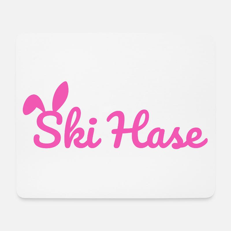 Ski Hase Skihase Party Schnee Winter Piste pink - Mousepad (Querformat) - Weiß