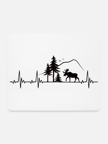 Elch Heartbeat Geschenk - Mousepad (Querformat) - Weiß