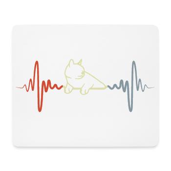 Katze Pulsschlag Vintage Look - Mousepad (Querformat) - Weiß - Vorne
