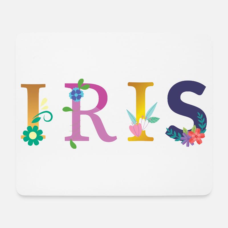 IRIS Name mit Blumen geschmückt - Mousepad (Querformat) - Weiß