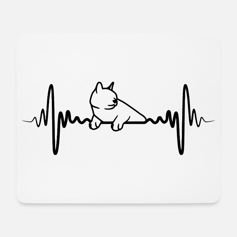 Katze Herzlinie - Mousepad (Querformat) - Weiß