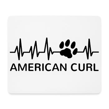 American Curl Cat Heartbeat Paw Print - Mouse Pad (horizontal) - white - Front