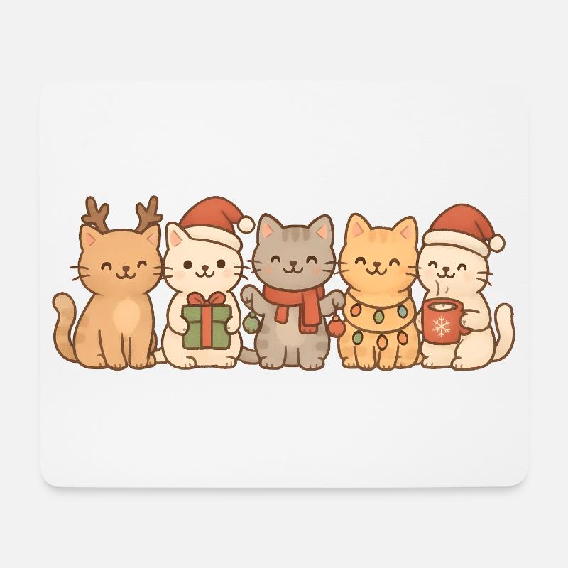 Katzen, Kinder, Jungen, Mädchen, Weihnachten - Mousepad (Querformat) - Weiß