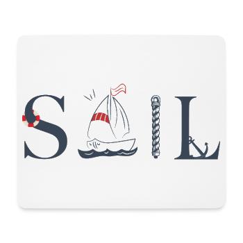SAIL – Maritimes Typografie Design - Mousepad (Querformat) - Weiß - Vorne