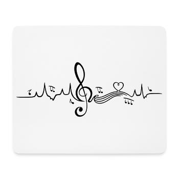 Herzschlag, Liebe zur Musik - Mousepad (Querformat) - Weiß - Vorne
