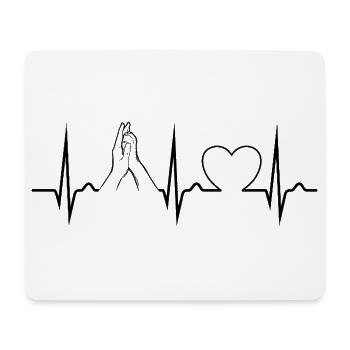 Hand + Dog Paw - High Five - Pulse - ECG - Mouse Pad (horizontal) - white - Front