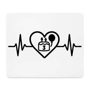 Herz Kindergeburtstag 3 Jahre Kuchen - Mousepad (Querformat) - Weiß - Vorne