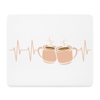 Café Pulse Heartbeat Deux tasses - Tapis de souris (format paysage) - blanc - Devant