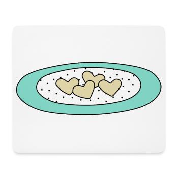 Herzkekse auf einem Polka Dot Teller - Mousepad (Querformat) - Weiß - Vorne
