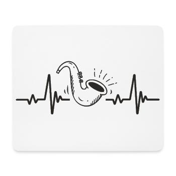Saxophon Rhythmusmusik Jazzinstrument Herz - Mousepad (Querformat) - Weiß - Vorne