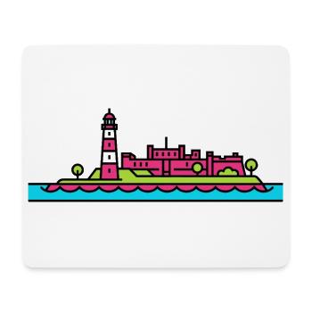 Plymouth City Skyline Smeaton's Tower Line Art - Mouse Pad (horizontal) - white - Front