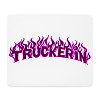 Truckerin lodernde Flammen 2 - Farbe veränderbar - Mousepad (Querformat) - Weiß - Vorne