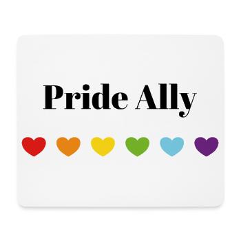 Rainbow Hearts Safe Space Pride Ally - Mouse Pad (horizontal) - white - Front