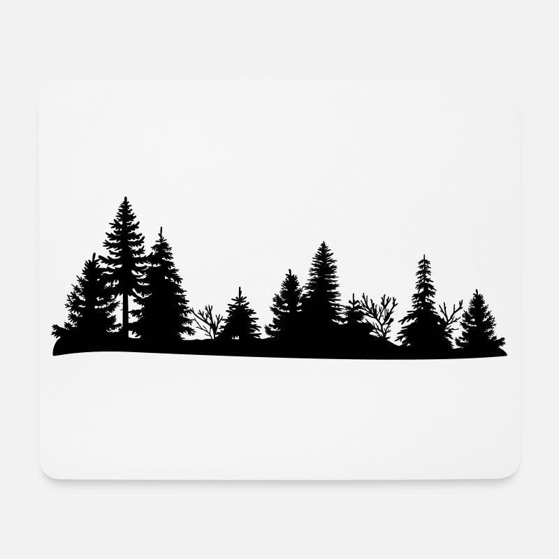 Schwarze Silhouette eines Waldes - Mousepad (Querformat) - Weiß