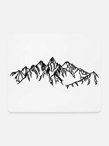 Berge Schwarze Silhouetten im Nebel - Mousepad (Querformat) - Weiß